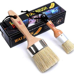 Hand Made Brush 1st Place Premium 2-in-1 Chalk & Wax Pure Bristle Large 2 Inch Round Brush 