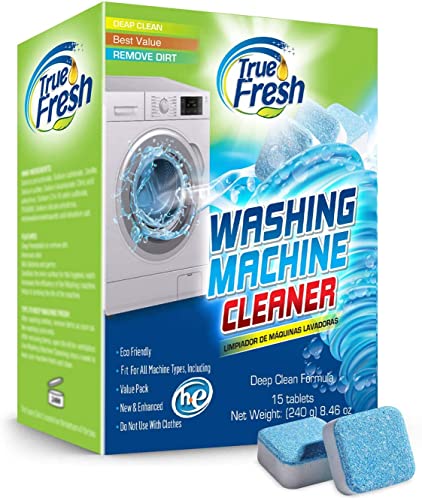 True Fresh Washing Machine Cleaner Tablets, 15 Solid Deep Cleaning Tablet,  Finally Clean All Washers Machines Including HE Front Loader Top Load